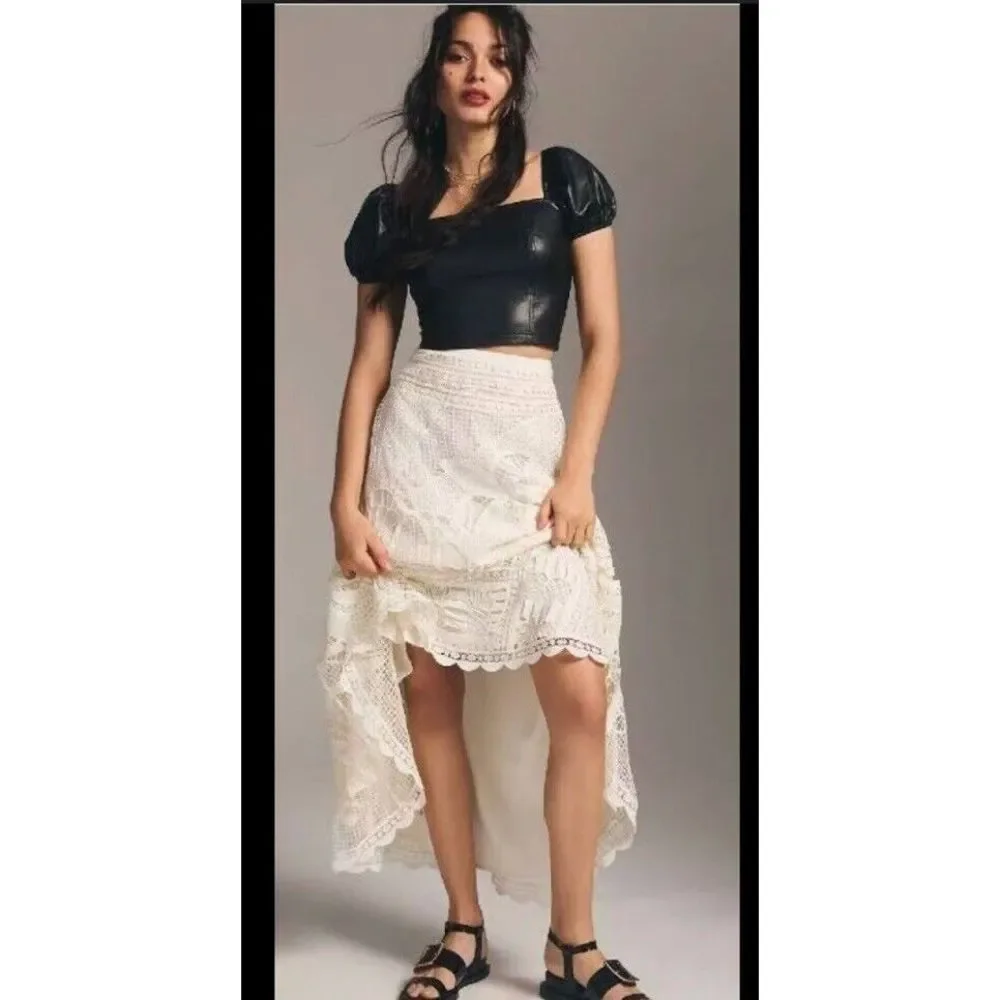 NWT Anthropologie FARM RIO Midi Skirt in Guipire Size XL